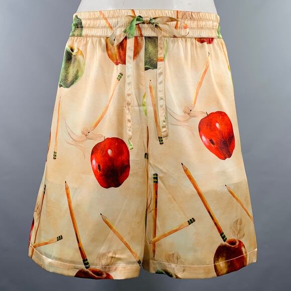 NAHMIAS Other - NAHMIAS SS23 Size XXXL Apple Beige Red Print Silk Blend Drawstring Shorts